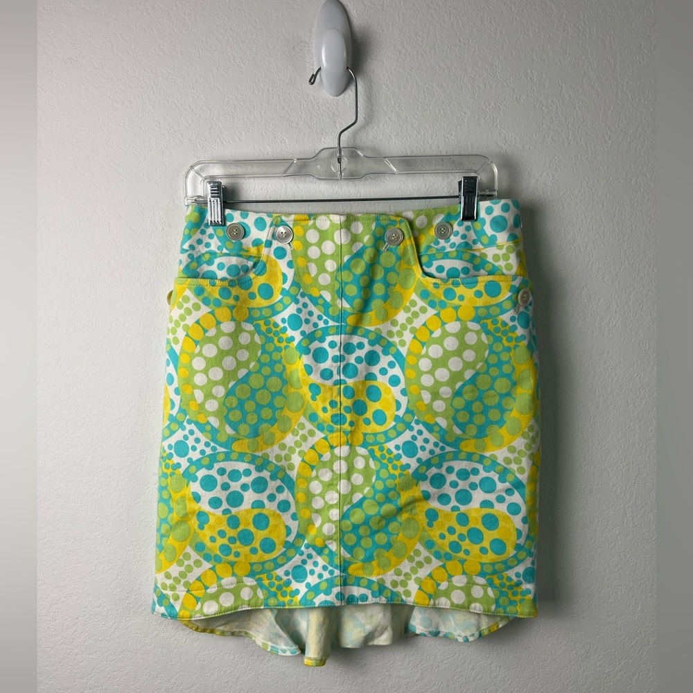 Etcetera Yellow Green Blue Cotton Blend Ruffle Pencil Skirt Work Summer Vacation